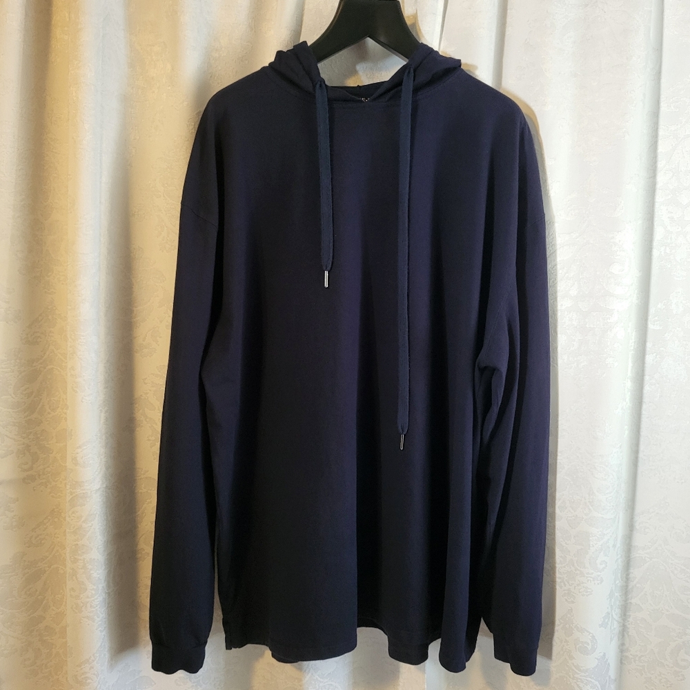 Luxe-T Luxury Sport Men's Hooded Sweatshirt, Plus Side 4X, Navy Blue
